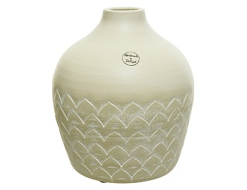 Керамическая ваза для цветов ТЕРРА СИГИЛЛАТА малая, ручная работа, сливочная, 26 см, Kaemingk