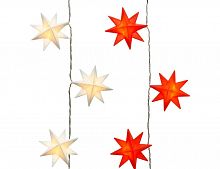 Электрогирлянда "Красные звёздочки", 20 тёплых белых LED-огней, 190 см, таймер, батарейки, Kaemingk