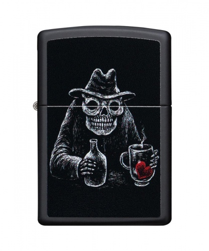 Зажигалка Zippo Bar Skull Design, покрытие Black Matte, латунь/сталь, чёрная, матовая фото 5