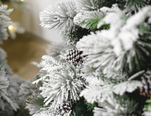 Искусственная сосна Bedford заснеженная с шишками, хвоя - леска+PVC, National Tree Company фото 3