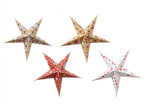 Набор подвесных звёзд "Новогодний крафт", бумага, 22 см (4 шт.), Boltze