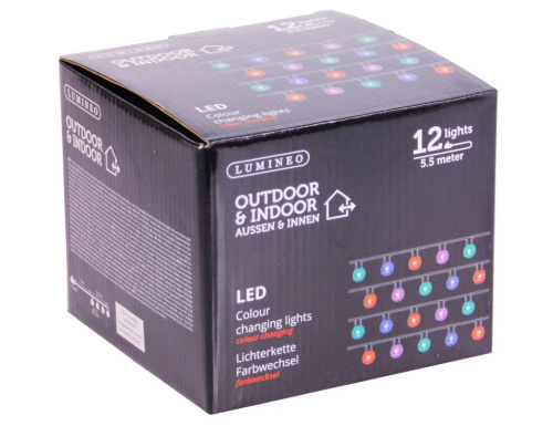 Гирлянда "Хрустальная сказка", 12  RGB LED-огней, 5.5+5 м, черный провод, уличная, Kaemingk фото 11