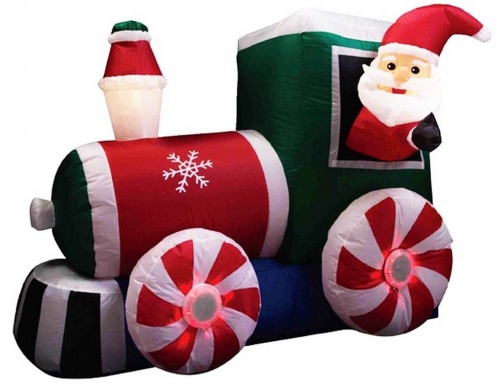 Надувная фигура "Санта на паровозе" (с подсветкой), 1.2Х1.5 м, Торг-Хаус