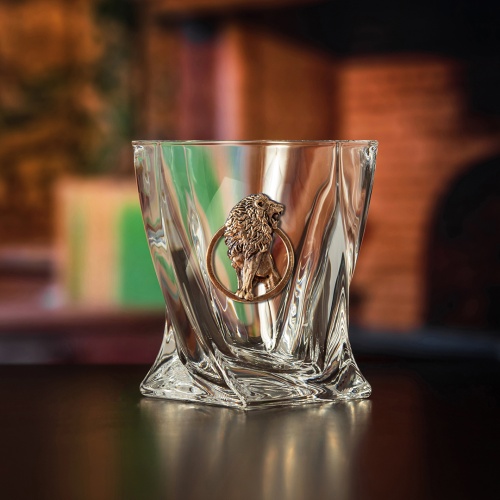 Набор из 2-х бокалов для виски Лев деревянной шкатулке из массива фото 5