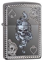 Зажигалка Zippo Armor с покрытием Black Ice, латунь/сталь, чёрная, глянцевая, 36x12x56 мм, 29666