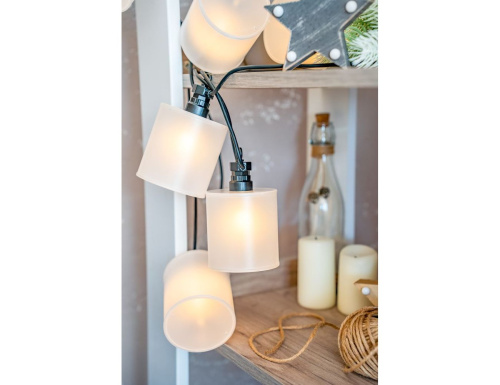 Светодиодная гирлянда Party Lights - ЛЮЧЕ ЭЛЕГАНТЕ, 10 тёплых белых LED-огней, 5 м, коннектор, чёрный провод, уличная, Winter Deco