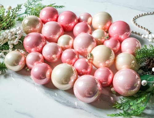 Набор стеклянных шаров РОЗОВОЕ ШАМПАНСКОЕ, глянцевые, 7 /6 /5 см, 26 шт., Christmas Deluxe фото 10