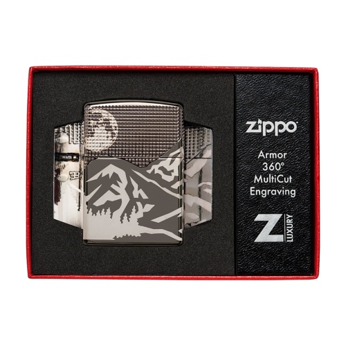 Зажигалка Zippo Armor с покрытием High Polish Black Ice, чёрная, 38x13x57 мм фото 3