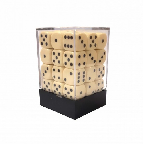 Набор кубиков D6, 12мм, 36шт, в пластиковой коробочке, цвет слоновой кости фото 2