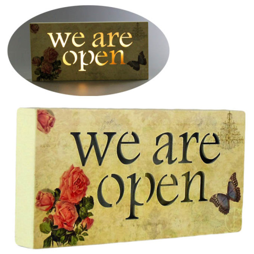 Панно с подсветкой "WE ARE OPEN", (диодная, AAA 1,5V) L24*W3*H12 см