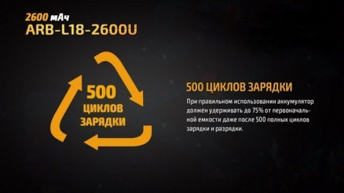 Аккумулятор 18650 Fenix 2600U mAh с разъемом для USB фото 7