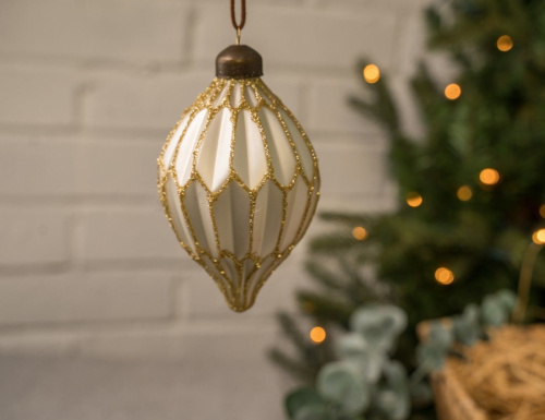 Набор стеклянных шаров и украшений НИДАБЕЛЬ БЛАН, 8-11 см, 12 шт., Winter Deco фото 3