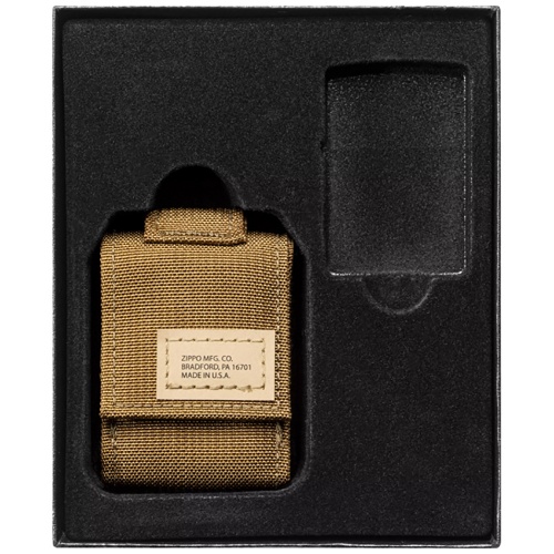 Набор Zippo: чёрная зажигалка Black Crackle и нейлоновый чехол, в подарочной коробке фото 3
