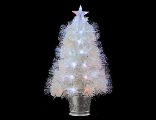 Оптоволоконная настольная елка Пастельная радуга белая, "Пвх" (Edelman)