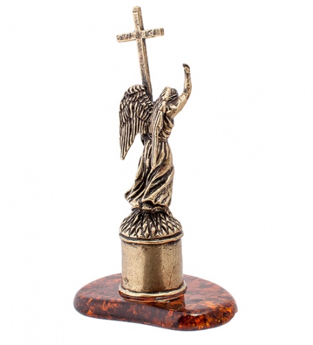 AM- 780 Фигурка "Ангел с крестом" (латунь, янтарь) фото 2
