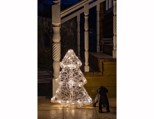 Светящаяся ёлка ЛУЧЧИОЛА, 90 тёплых белых LED-огней, акриловые нити, 90 см, уличная, Kaemingk (Lumineo) фото 4
