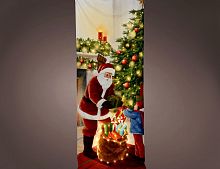 Новогодний чехол на дверь 'САНТА СУЩЕСТВУЕТ!', 97 тёплых белых LED-огней, 230х93 см, IP44, Kaemingk