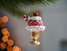 Ёлочное украшение МОРОЖЕНОЕ 'КЛУБНИКА, СЛИВКИ, КАРАМЕЛЬ', полистоун, 10 см, Goodwill