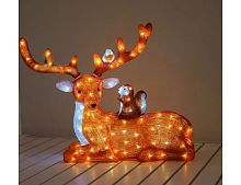Светящаяся фигура ТЁПЛАЯ КОМПАНИЯ, акрил, 140 холодных белых LED-огня, 66 см, таймер, уличная, Kaemingk