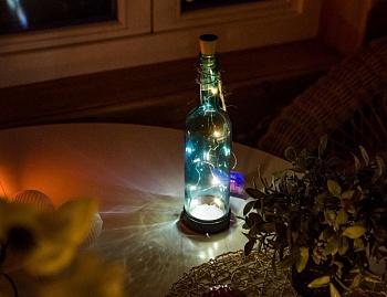 Садовая гирлянда для бутылки на солнечной батарее "Роса", 8 тёплых белых LED-огней, 75 см, Kaemingk