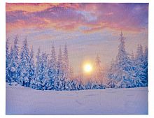 Светящаяся картина "Зимнее утро" (ели), тёплый белый LED-огонь мерцающий, 38х48 см, Kaemingk