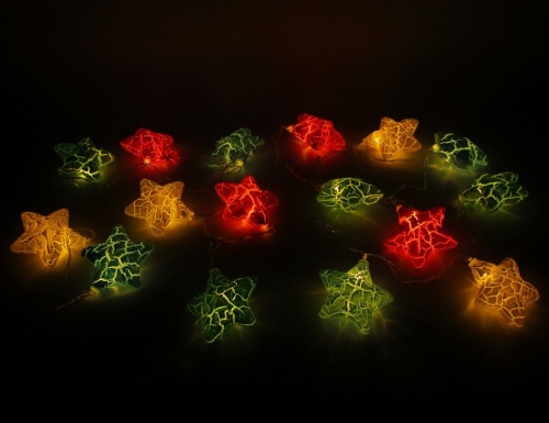 Электрогирлянда "Цветные чудеса" (звёзды), тёплые белые LED-огни, 16 разноцветных ламп, 2.2х1.5 м, прозрачный провод PVC, SNOWHOUSE фото 2