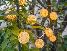 Светодиодная гирлянда ШАНЬСИ, 10 теплых белых LED-огней, 1.35+0.5 м, таймер, батарейки, уличная, Koopman International