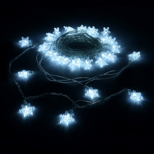 Светодиодная гирлянда для дома (холодный свет) Vegas Снежинки 80 LED, 10 м, 220V 55082 фото 2