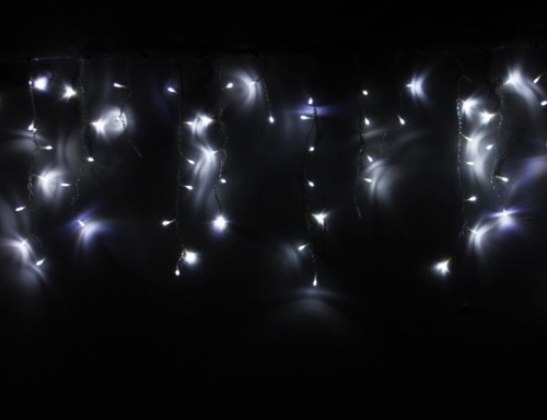 Гирлянда "Бахрома" 150 белых LED-ламп, мерцающие, коннектор 3,1х0,5 м, уличная, прозрачный провод, BEAUTY LED фото 2