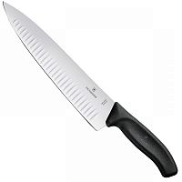 Нож Victorinox для разделки мяса, лезвие рифленое, черный, в блистере