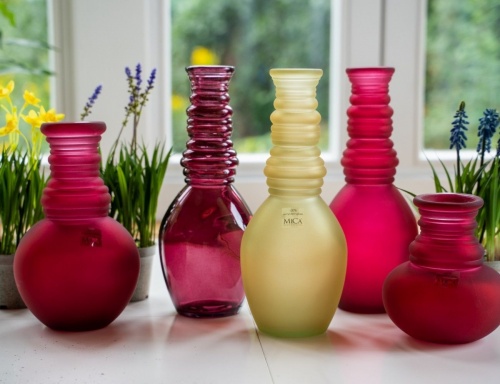 Стеклянная ваза "Гранада", прозрачная, бордовая, 30х12 см, Edelman фото 3