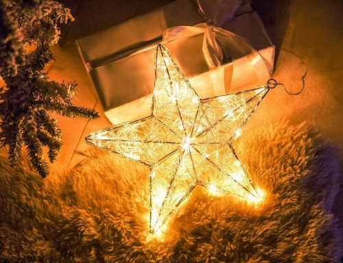 Светодиодное украшение "Звезда ажурная", акриловые нити, 80 теплых белых LED-огней, диаметр 60см+5м подводка, уличная, Kaemingk