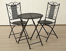 Комплект кованой садовой мебели "Бордье" (стол и два стула), тёмно-коричневый, Boltze