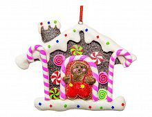 Ёлочная игрушка "Пряничный домик с леденцами и глазурью", полирезин, 11х1.3х11 см, Forest Market