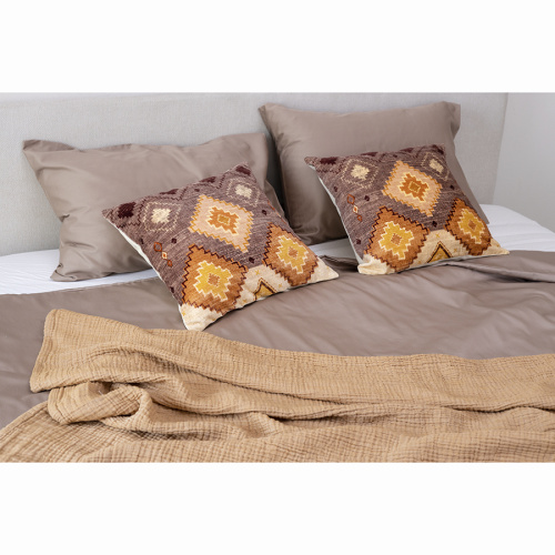 Чехол на подушку из хлопкового бархата с этническим орнаментом цвета лаванды из коллекции ethnic, 45х45 см фото 3
