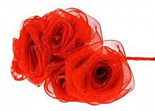 "Букет роз" из органзы, красный, 32 см, BILLIET