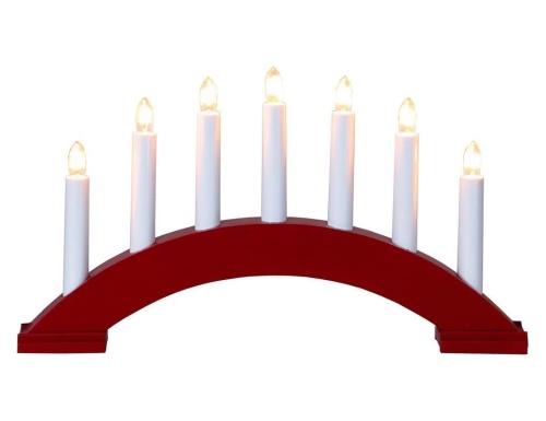 Светильник-горка рождественская БЕЙА, деревянная, красная, на 7 свечей, 39х22 см, STAR trading