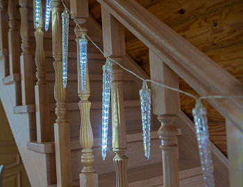 Гирлянда для дома Тающие Сосульки Каскад 17-31 см 10 шт, 100 холодных белых LED ламп, прозрачный ПВХ, 1.8 м, IP20, SNOWHOUSE