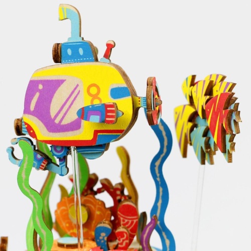 Деревянный 3D конструктор - музыкальная шкатулка Robotime &quot;Под водой&quot; фото 4