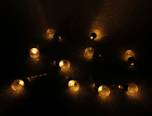 Электрогирлянда "Ретро лампы - элегантное рифление", 10 тёплых белых LED-огней, 1.5+0.3 м, прозрачный провод, батарейки, Koopman International фото 2