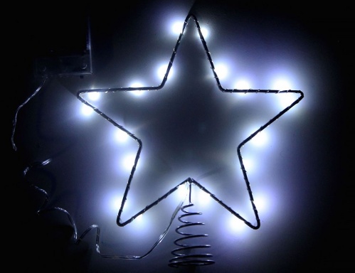 Светодиодная Звезда на елку холодная белая, mini LED лампы, на батарейках (Snowhouse) фото 2