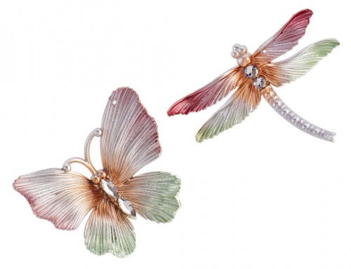 Набор ёлочных игрушек "Радужный полёт - бабочка и стрекоза", пластик, 10 см, Kurts Adler