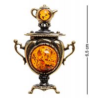 AM-1841 Магнит "Самовар" (латунь, янтарь)