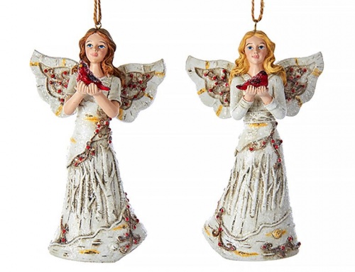 Ёлочная игрушка "Лесной ангел с птицей",  полистоун, 13.3 см, разные модели, Kurts Adler