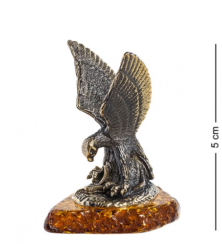 AM-1241 Фигурка "Орел со змеёй" (латунь, янтарь)