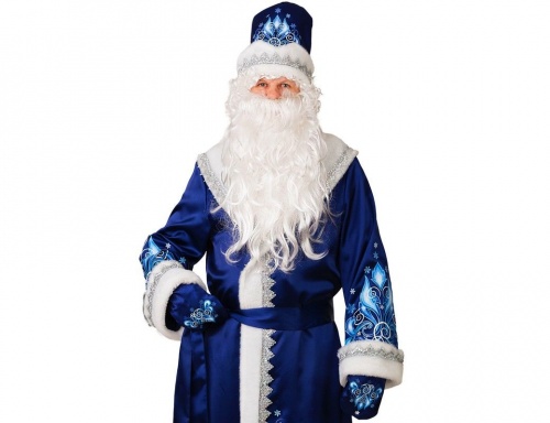 Костюм Деда Мороза сатиновый с аппликацией синий, размер 54-56, Батик фото 2
