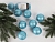Набор однотонных пластиковых шаров, глиттер, бирюзовые, 60 мм, упаковка 10 шт., Winter Decoration