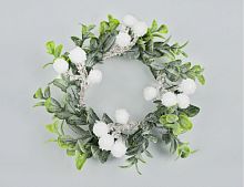 Мини-венок для свечи и декорирования МОРОЗНАЯ БРУСНИКА, белый, 12 см, Swerox