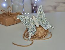 Елочное украшение БАБОЧКА ФЛОРИС серая, на клипсе, 12 см, Edelman, Noel (Katherine's style)