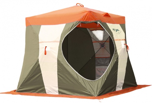 Палатка рыбака Нельма Куб-2 для зимней рыбалки (оранжевый/беж/хаки) фото 4